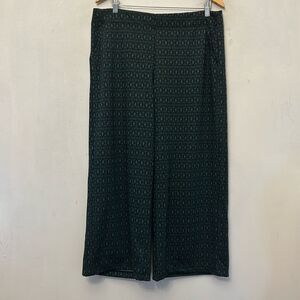 Max Studio pine green diamond pattern wide leg pull on pants Size XL New